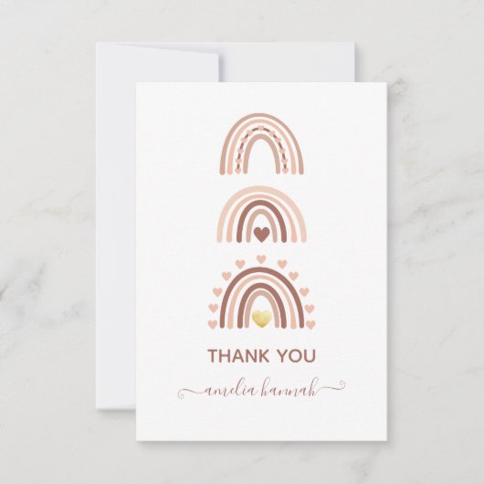 Boho rose vif moderne Carte de remerciements arc-e (Devant)