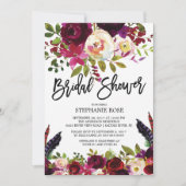 Boho Rose violet Floral Bridal Showeuse Invitation (Devant)