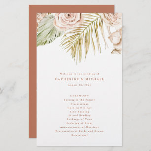 Boho Roses et Feuilles tropicaux Programme de mari