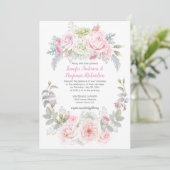 Boho Roses Hydrangeas Floral Wedding Invitations (Debout devant)