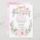 Boho Roses Hydrangeas Floral Wedding Invitations (Devant / Derrière)