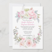 Boho Roses Hydrangeas Floral Wedding Invitations (Devant)