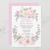 Boho Roses Hydrangeas Floral Wedding Invitations (Devant / Derrière)
