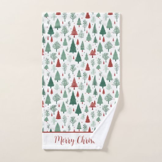 Boho Rouge Vert Noël Fête de Noël (Serviette à main)