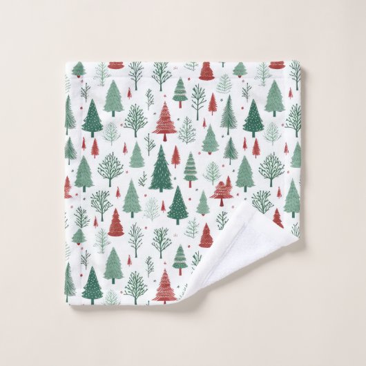 Boho Rouge Vert Noël Fête de Noël (Gant de toilette)
