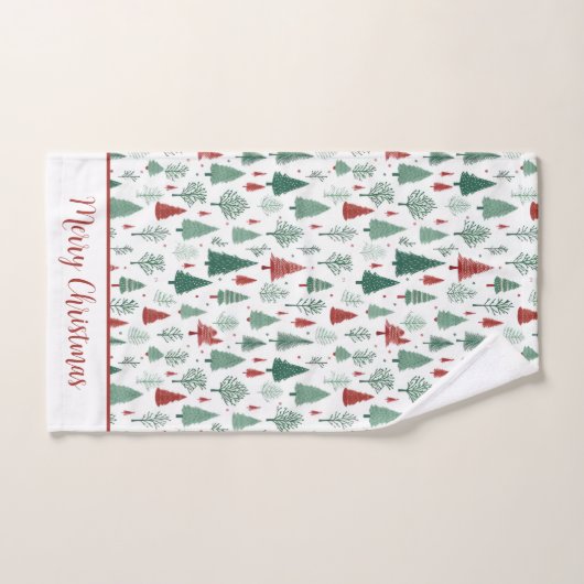 Boho Rouge Vert Noël Fête de Noël (Serviette à main)