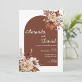Boho rouille Faire-part de mariage floral (Debout devant)
