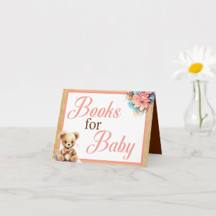 Boho Roze Beer Baby shower Boeken voor Baby Kaart