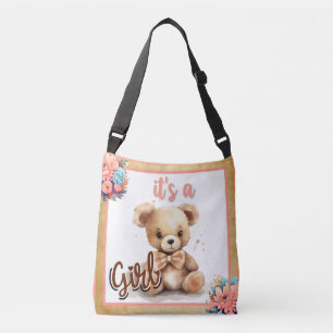 Boho Roze Beer Baby shower Crossbody Tas