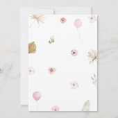 Boho Roze Beer Baby shower Kaart (Achterkant)