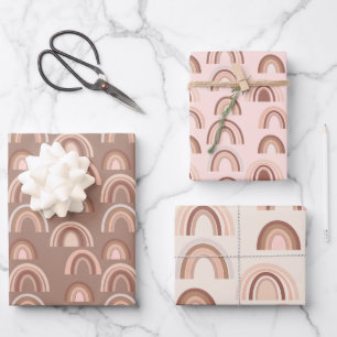 Boho roze beige Rainbow Wrapping Paper Sheets