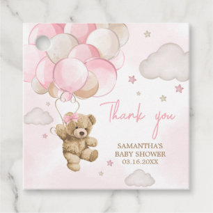 Boho roze Beren ballon Baby shower Bedankjes Labels