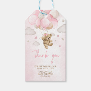 Boho Roze Beren ballon Baby shower Favor Tags Cadeaulabel