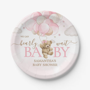 Boho roze Beren ballon Baby shower Papieren Bordje