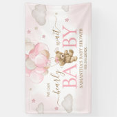 Boho roze Beren ballon Baby shower Spandoek (Verticaal)