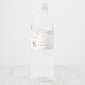 Boho roze Beren ballon Baby shower Waterfles Etiket (Voorkant)