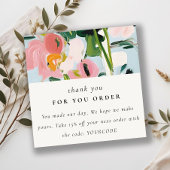 Boho Roze Blauw Geschilderde Bloemen Bedankt voor Vierkante Visitekaartje