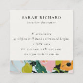 Boho Roze Blauw Geschilderde Bloemen Bedankt voor Vierkante Visitekaartje (Achterkant)