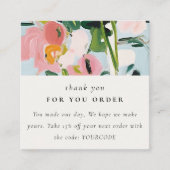 Boho Roze Blauw Geschilderde Bloemen Bedankt voor Vierkante Visitekaartje (Voorkant)