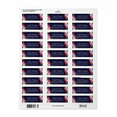 Boho Roze Bloem Bruiloft Navy Retouradres Label (Full Sheet)