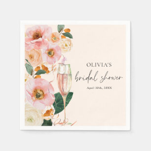 Boho Roze Bloem Champagne Servet