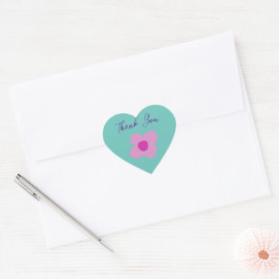 Boho Roze Bloem Hart Feeststicker Sticker