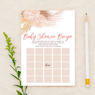Boho roze bloembloemen bingo Baby shower spel Briefpapier