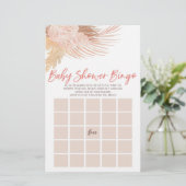 Boho roze bloembloemen bingo Baby shower spel Briefpapier (Staand voorkant)