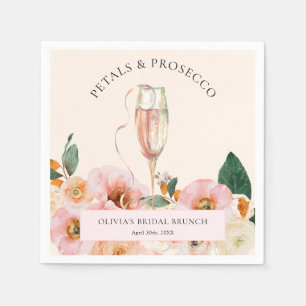 Boho Roze Bloemen Bloemblaadjes & Prosecco Bruidsb Servet