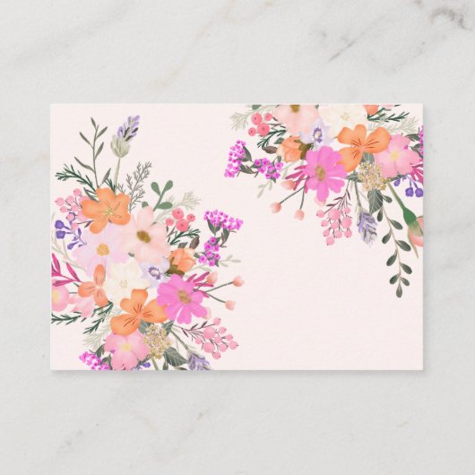 Boho Roze Bloemen Breng een Recept Vrijgezellenfee Informatiekaartje (Achterkant)