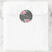 Boho roze bloemen. Chalkboard bruiloft dank u Ronde Sticker (Tas)