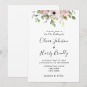 Boho Roze Bloemen Eucalyptus Groen Huwelijk Kaart (Voorkant / Achterkant)