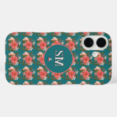Boho Roze Bloemen Personaliseren Monogram Case-Mate iPhone Case (Achterkant (horizontaal))