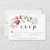 Boho Roze Bloemen RSVP behuizing kaart (Voorkant)