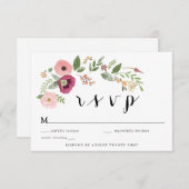 Boho Roze Bloemen RSVP behuizing kaart (Voorkant / Achterkant)