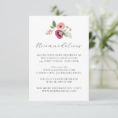 Boho Roze Bloemen Trouwdetails Kaart (Staand voorkant)