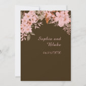 Boho Roze Bloemen Winter Mocha Bruin Bruiloft Kaart (Achterkant)