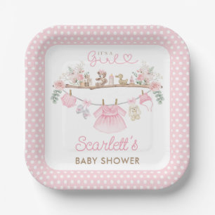 Boho roze bloemenbaby meisje kleding wasserette do papieren bordje