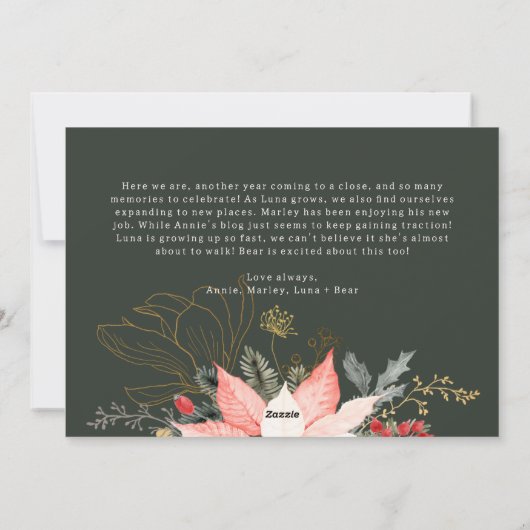 Boho roze bloemenboog vreugde in alle dingen vijf  feestdagenkaart (Achterkant)