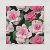 boho roze bloemengroen QR code Informatiekaartje (Achterkant)