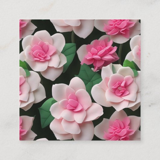 boho roze bloemengroen QR code Informatiekaartje (Achterkant)