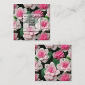 boho roze bloemengroen QR code Informatiekaartje (Voorkant / Achterkant)