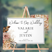 Boho roze bloemenwelkom bruiloft acryl bord (Neutraal)