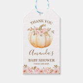 Boho roze bloemig klein pompoen Baby shower Cadeaulabel (Voorkant)