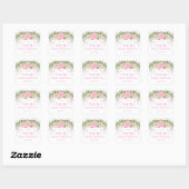 Boho Roze Bloemige Bruiloft Feest Vierkante Sticker (Vel)