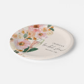 Boho Roze Bloemige Champagne Bruidsdouche Papieren Bordje (Gekanteld)