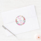 Boho roze bloemige dank je bruidsfeest klassieker ronde sticker (Envelop)