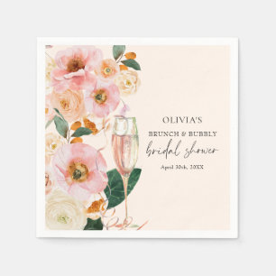 Boho Roze Bloemrijke Brunch & Mousserende Wijn Bru Servet