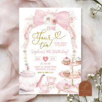 Boho Roze Boog Tijd Vier Thee Verjaardag