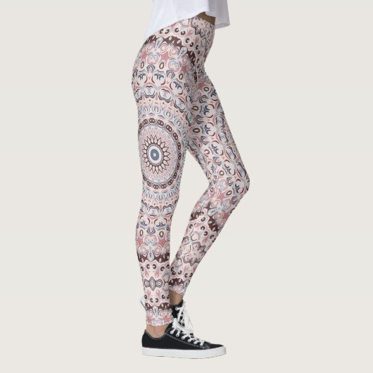 Boho Roze en Blauwe Mandala Patroon Leggings (Rechts)